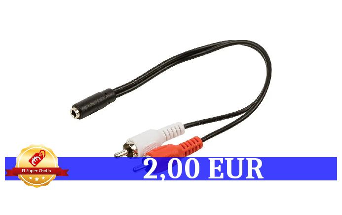 Blanco Rojo 2 x RCA, 3,5mm, Male Connector/Female Connector, 0,2 m, Negro, Rojo, Blanco Valueline VLAP22255B02 Adaptador de Cable 2 x RCA 3,5mm Negro Adaptador para Cable 